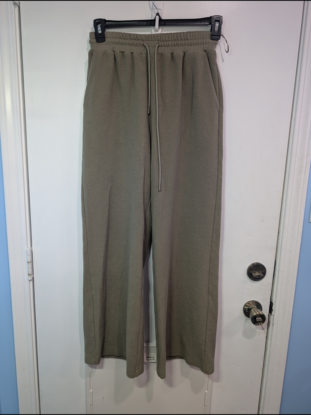 Ellison Drawstring Flare Pants Wide Leg Sweatpants Olive Green Size Small